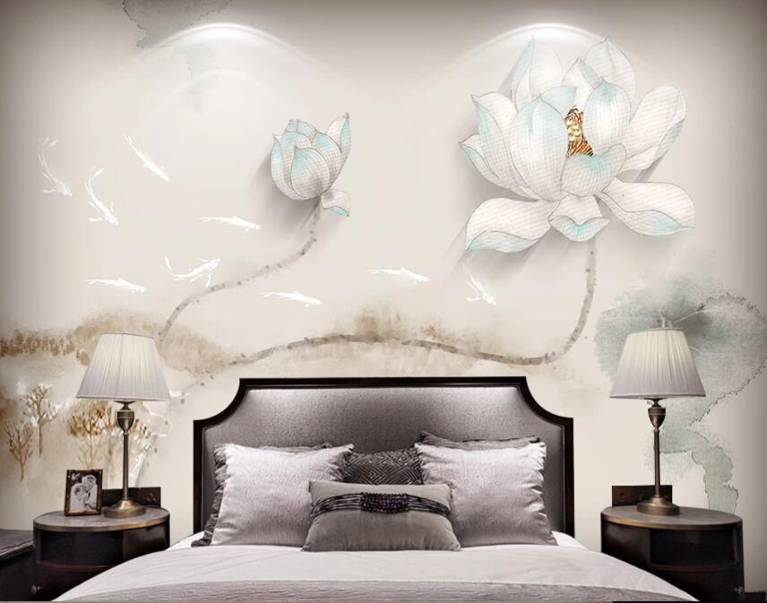 3D Lotus 373 Wall Murals Wallpaper AJ Wallpaper 2 