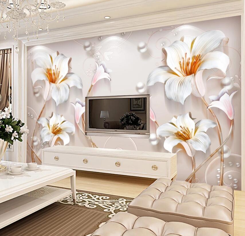 3D White Flower 338 Wall Murals Wallpaper AJ Wallpaper 2 