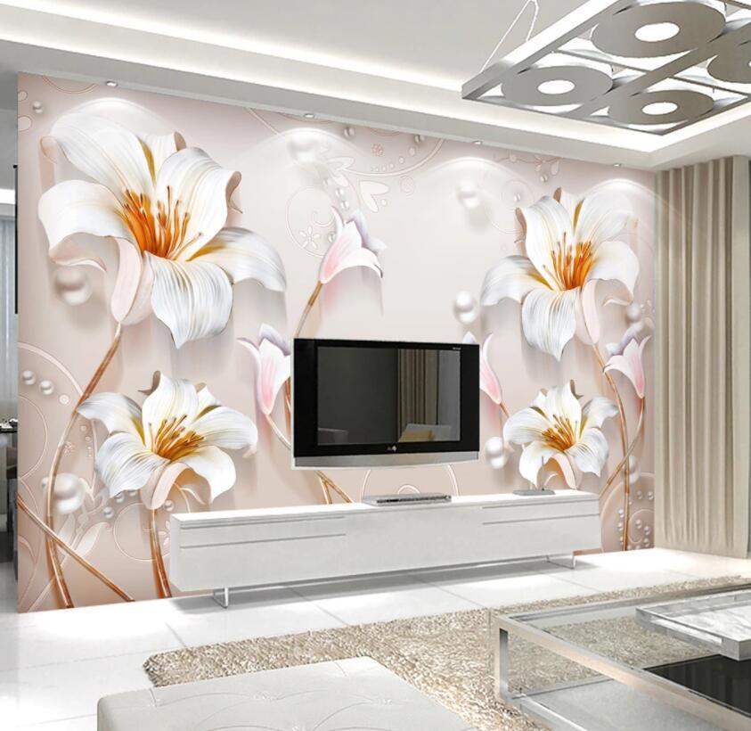 3D White Flower 338 Wall Murals Wallpaper AJ Wallpaper 2 