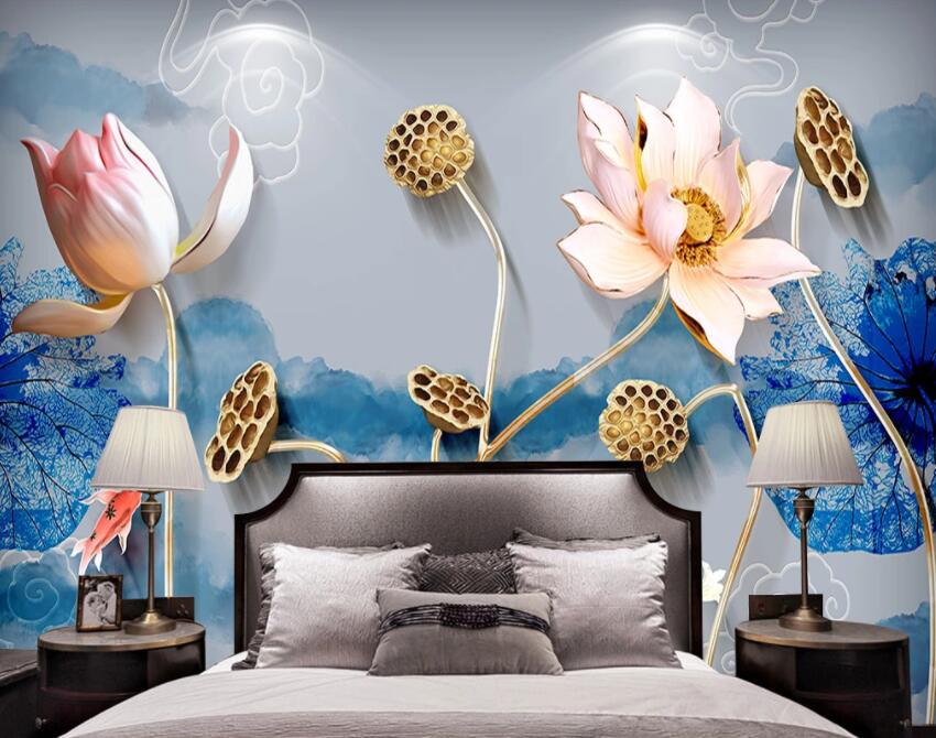 3D Lotus 331 Wall Murals Wallpaper AJ Wallpaper 2 