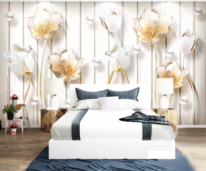 3D Pearl Flower 329 Wall Murals Wallpaper AJ Wallpaper 2 
