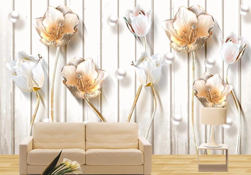 3D Pearl Flower 329 Wall Murals Wallpaper AJ Wallpaper 2 