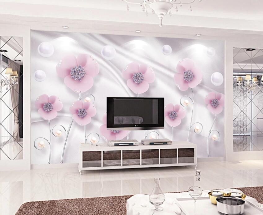 3D Pink Flowers 242 Wall Murals Wallpaper AJ Wallpaper 2 