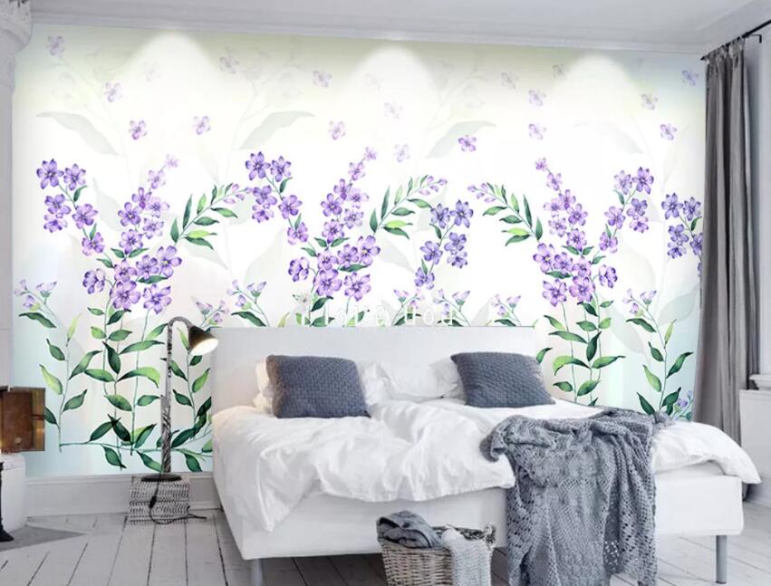 3D Purple Flowers 214 Wall Murals Wallpaper AJ Wallpaper 2 