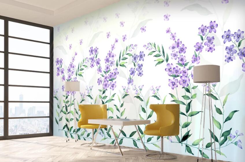 3D Purple Flowers 214 Wall Murals Wallpaper AJ Wallpaper 2 