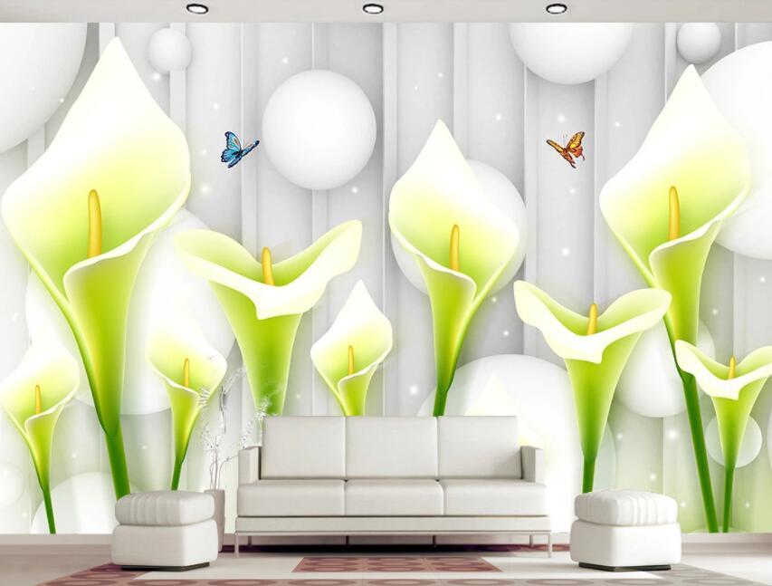 3D Butterfly Lily 177 Wall Murals Wallpaper AJ Wallpaper 2 