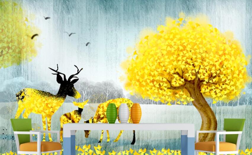 3D Golden Fawn 176 Wall Murals Wallpaper AJ Wallpaper 2 