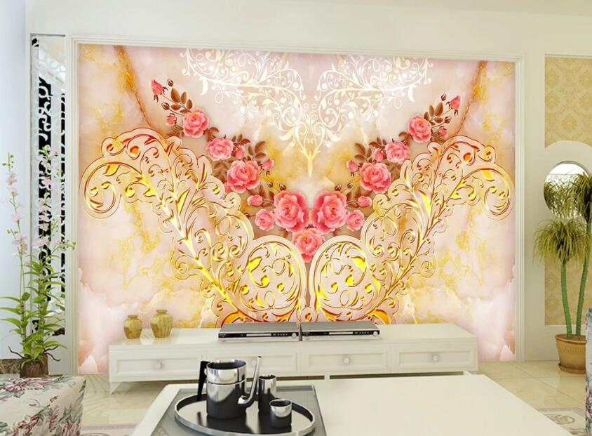 3D Pink Flowers 040 Wall Murals Wallpaper AJ Wallpaper 2 
