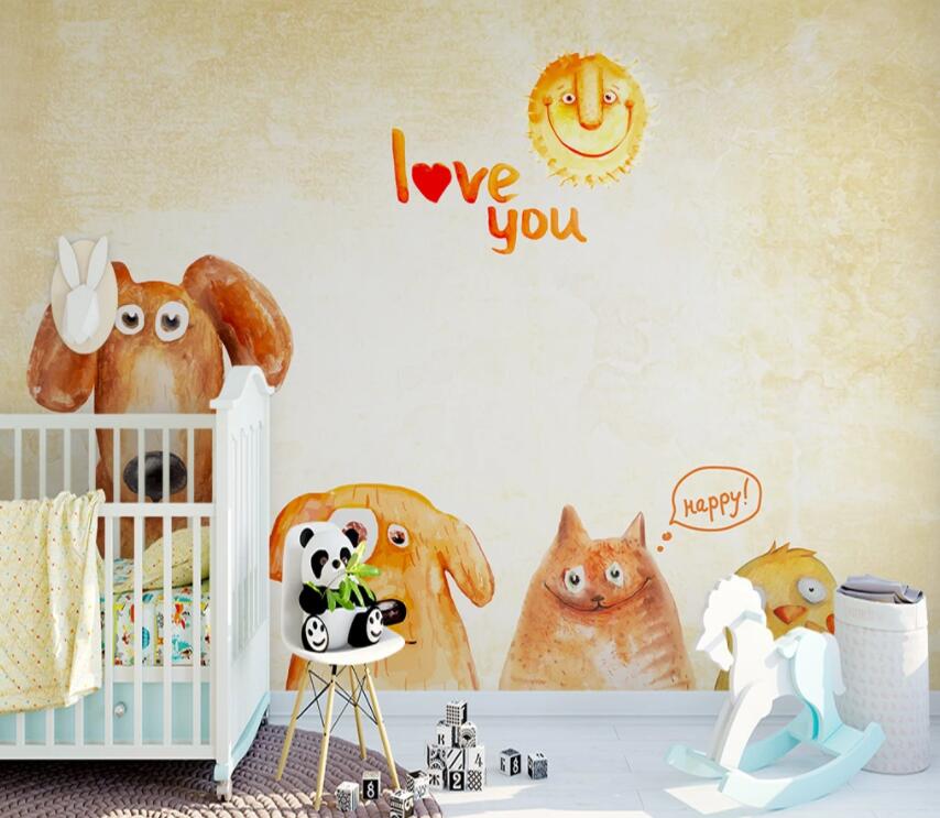 3D Cute Dog Cat WG889 Wall Murals