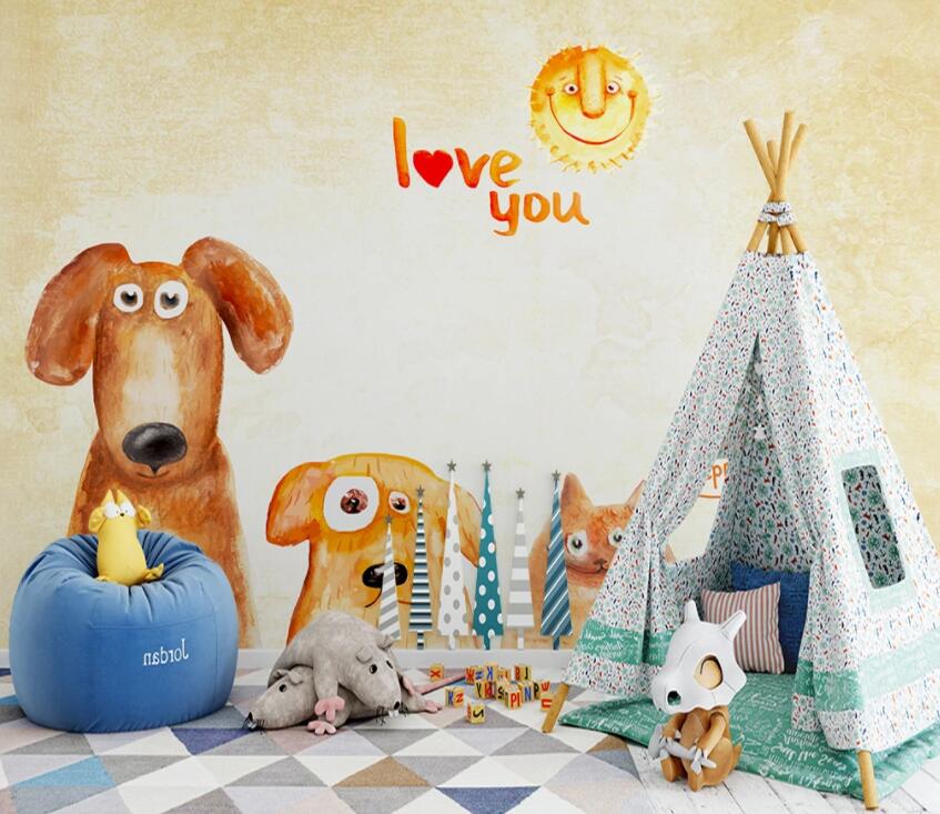 3D Cute Dog Cat WG889 Wall Murals