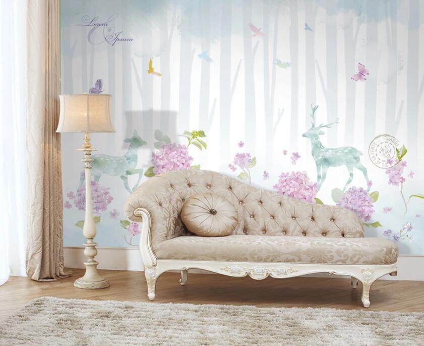 3D Flower Fawn 637 Wall Murals Wallpaper AJ Wallpaper 2 