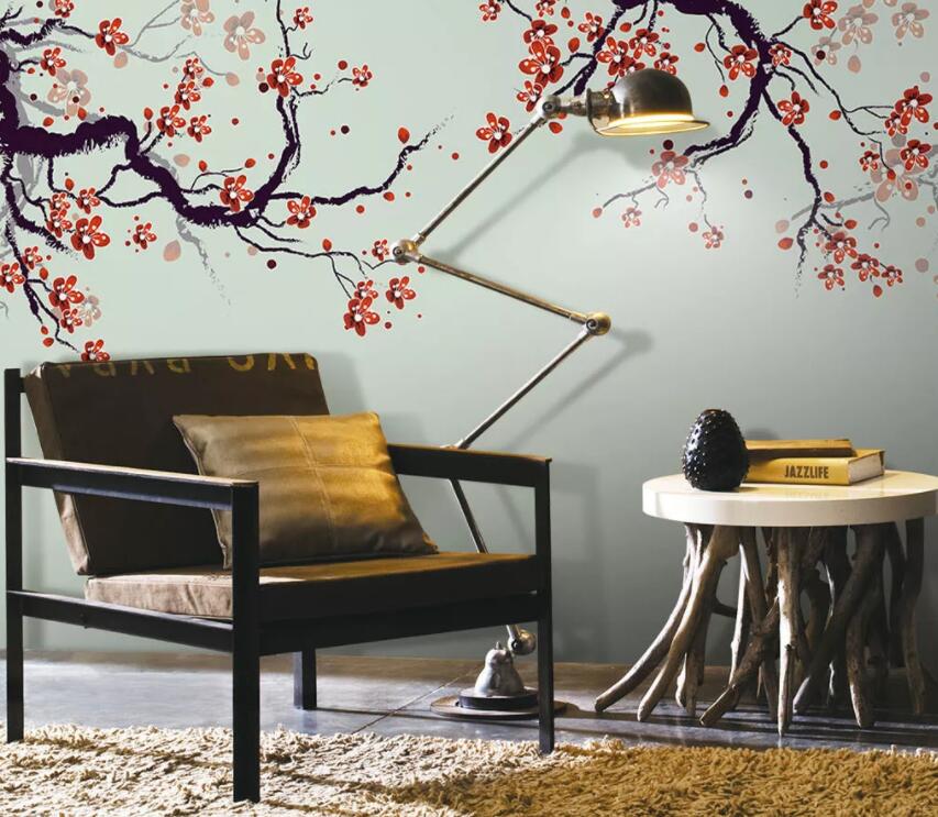 3D Branch Red Plum 633 Wall Murals Wallpaper AJ Wallpaper 2 