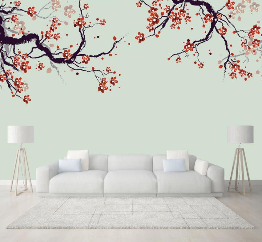 3D Branch Red Plum 633 Wall Murals Wallpaper AJ Wallpaper 2 