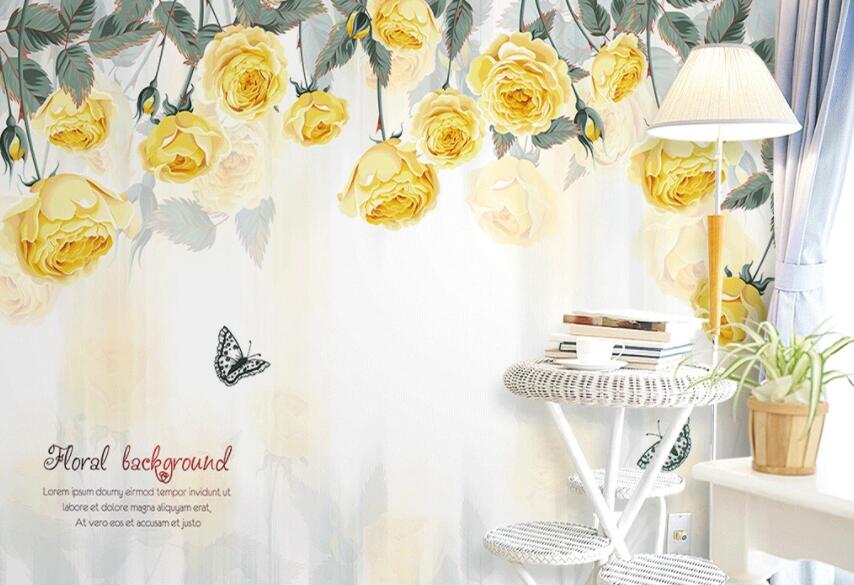 3D Yellow Rose 631 Wall Murals Wallpaper AJ Wallpaper 2 