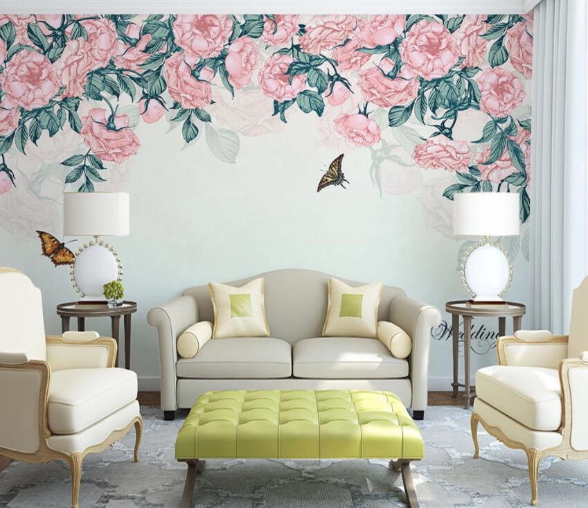 3D Flower Butterfly 629 Wall Murals Wallpaper AJ Wallpaper 2 