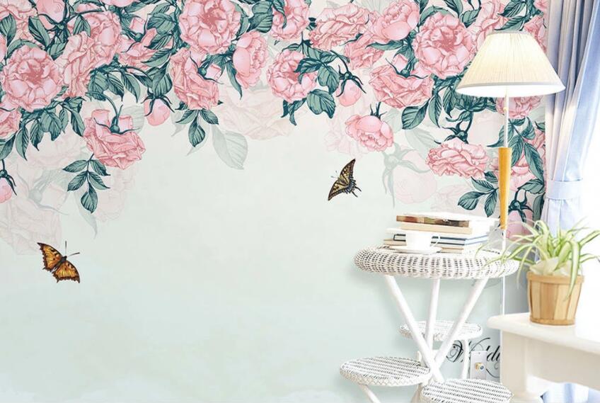 3D Flower Butterfly 629 Wall Murals Wallpaper AJ Wallpaper 2 