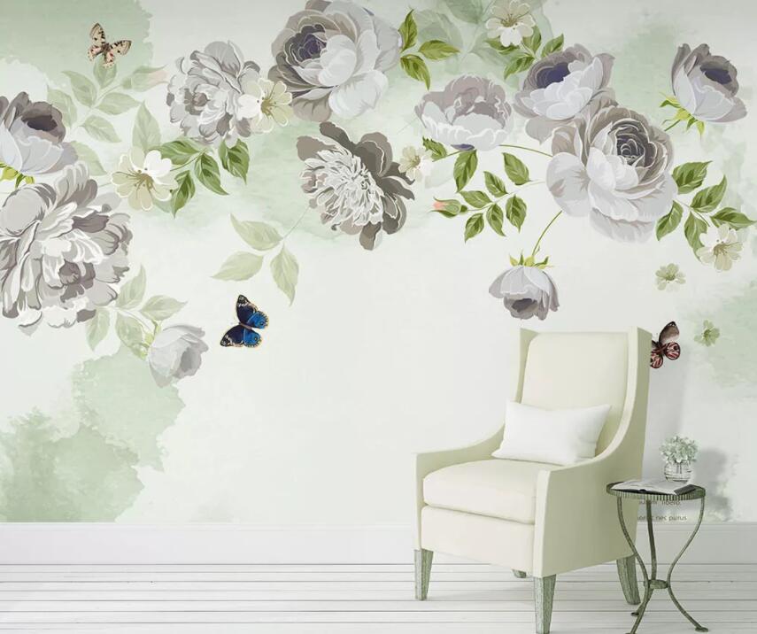 3D Green Leaf Flower 589 Wall Murals Wallpaper AJ Wallpaper 2 