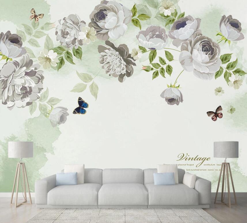 3D Green Leaf Flower 589 Wall Murals Wallpaper AJ Wallpaper 2 