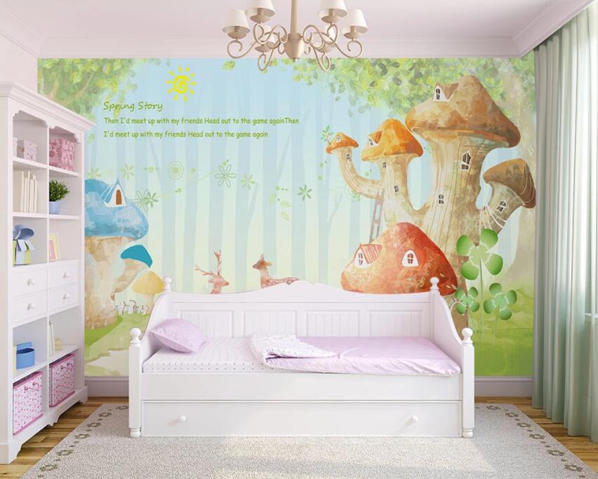 3D Colored Mushrooms 584 Wall Murals Wallpaper AJ Wallpaper 2 