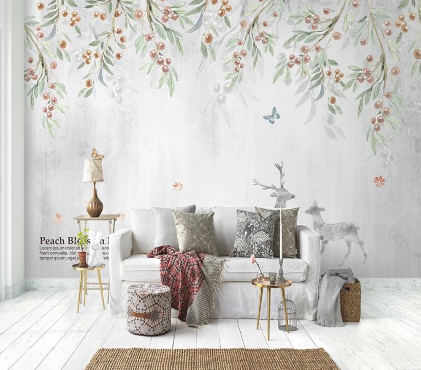 3D Flower Green Leaf 547 Wall Murals Wallpaper AJ Wallpaper 2 