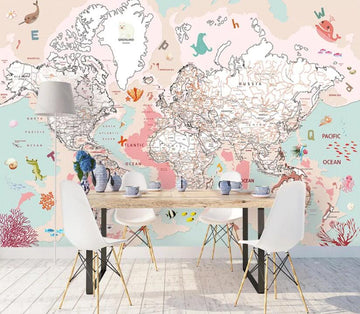 3D Pink Map 520 Wall Murals Wallpaper AJ Wallpaper 2 