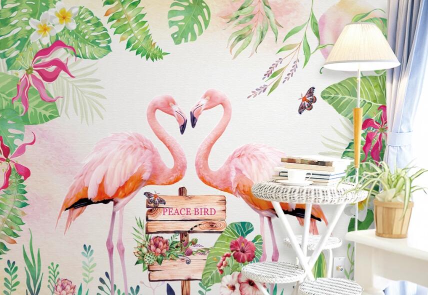 3D Pink Flamingo WC464 Wall Murals Wallpaper AJ Wallpaper 2 