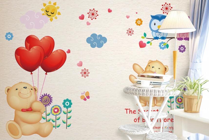 3D Bear Flower 460 Wall Murals Wallpaper AJ Wallpaper 2 