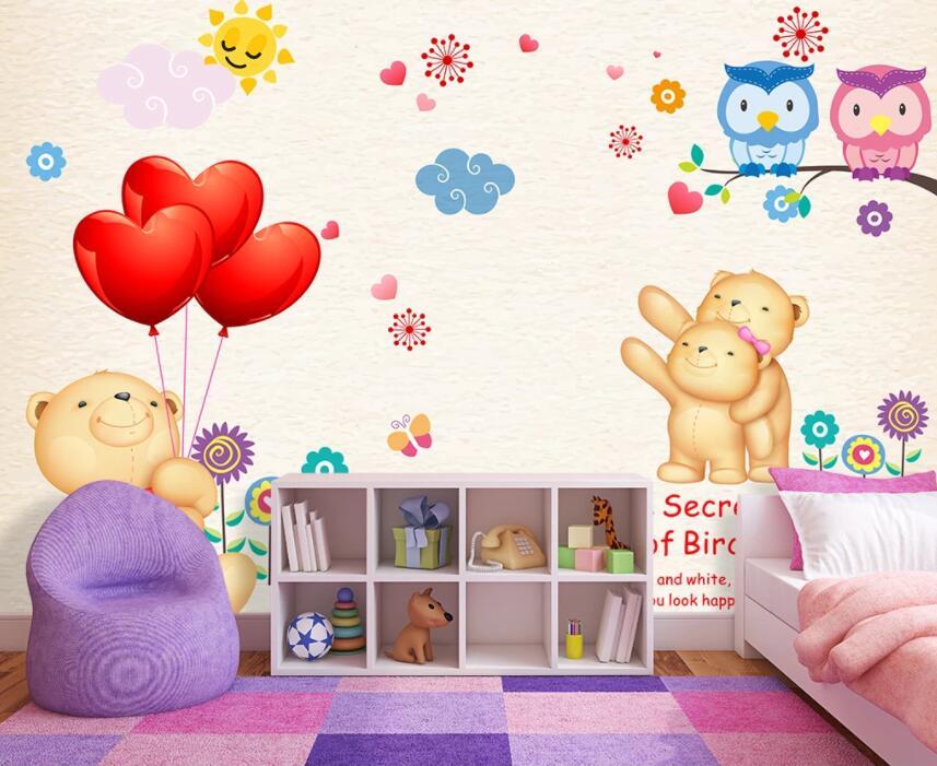 3D Bear Flower 460 Wall Murals Wallpaper AJ Wallpaper 2 