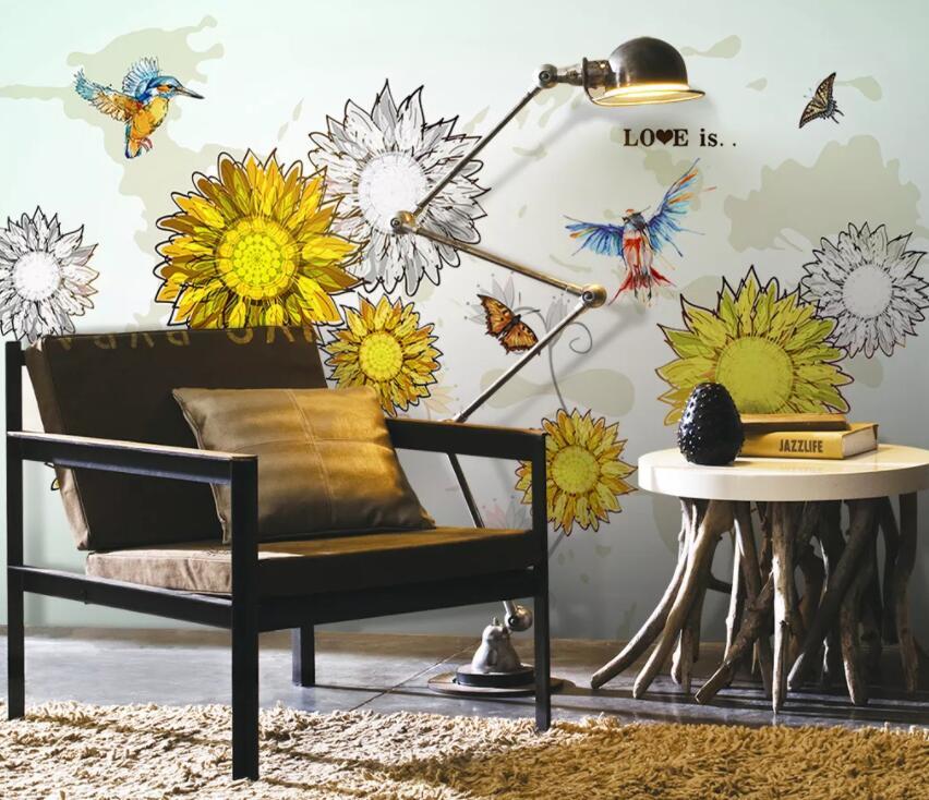 3D Birds And Flowers 442 Wall Murals Wallpaper AJ Wallpaper 2 