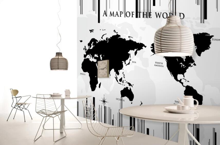 3D Black Map 502 Wall Murals Wallpaper AJ Wallpaper 2 