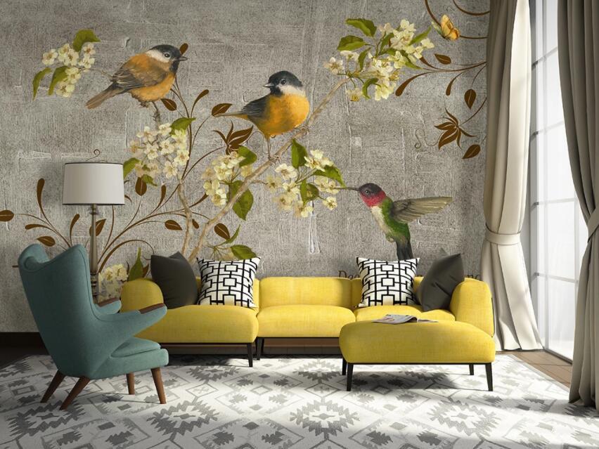 3D Birds And Flowers 432 Wall Murals Wallpaper AJ Wallpaper 2 