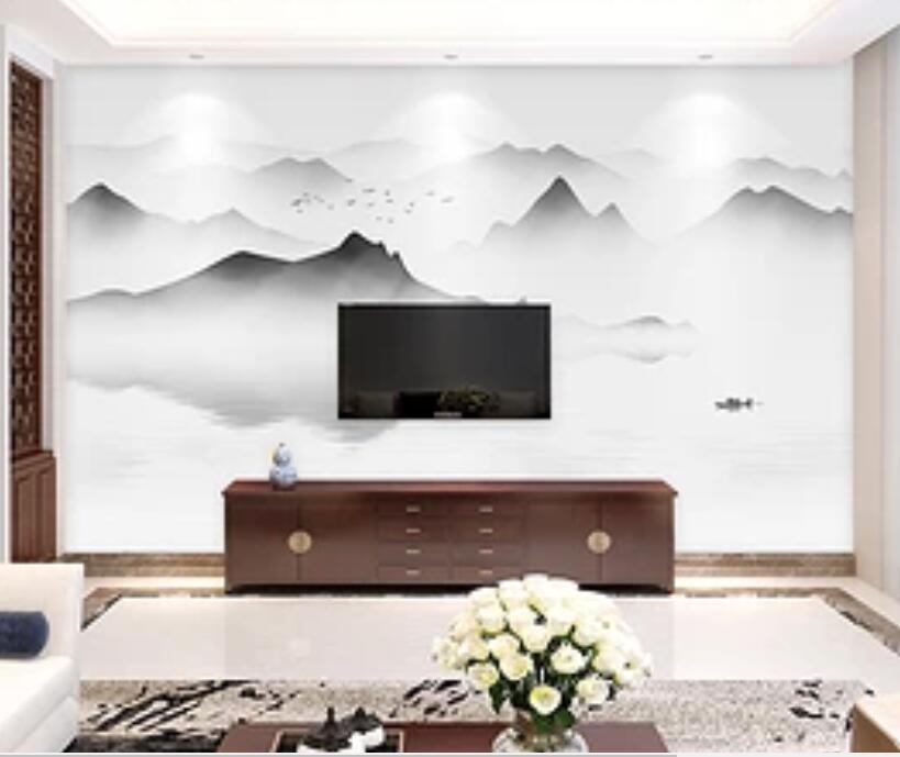 3D Misty River Mountain WC27 Wall Murals Wallpaper AJ Wallpaper 2 