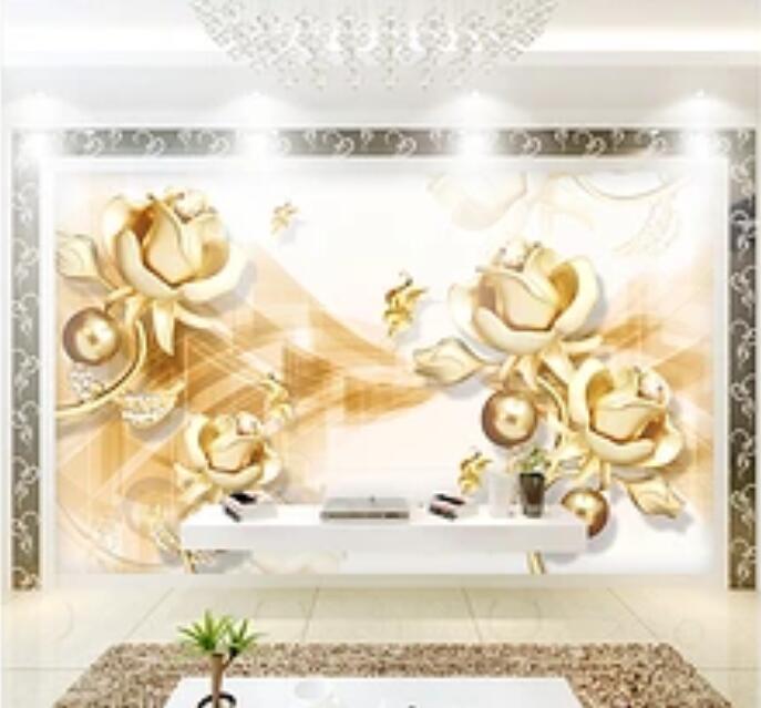 3D Golden Rose 205 Wall Murals Wallpaper AJ Wallpaper 2 