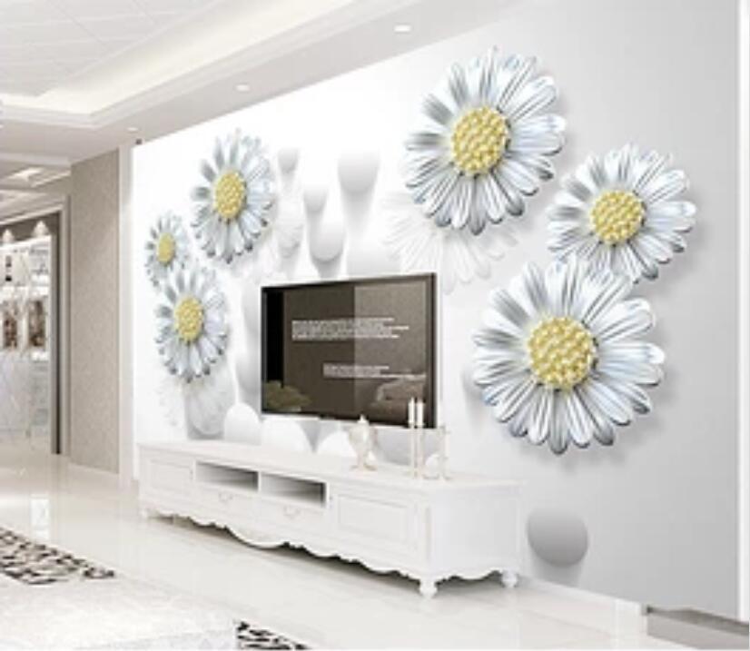 3D White Flowers 199 Wall Murals Wallpaper AJ Wallpaper 2 