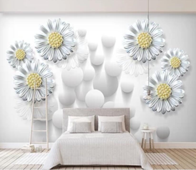 3D White Flowers 199 Wall Murals Wallpaper AJ Wallpaper 2 