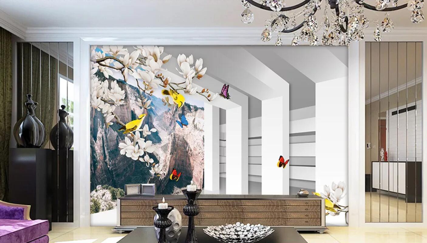 3D Flower Butterfly 007 Wall Murals Wallpaper AJ Wallpaper 2 