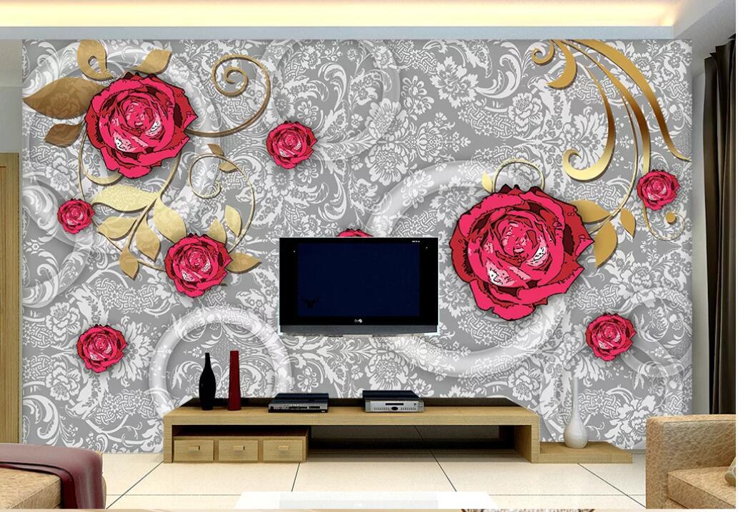 3D Rose Pattern WG495 Wall Murals