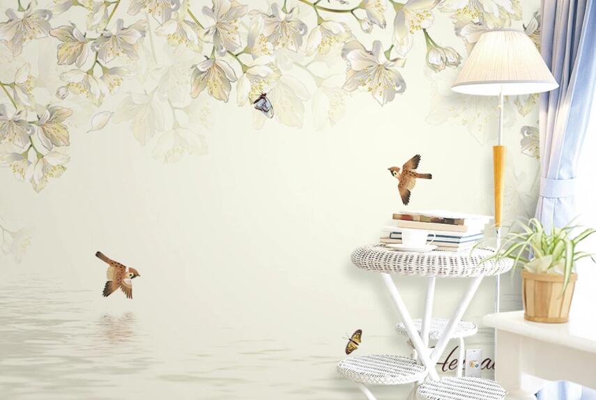 3D Birds And Flowers 421 Wall Murals