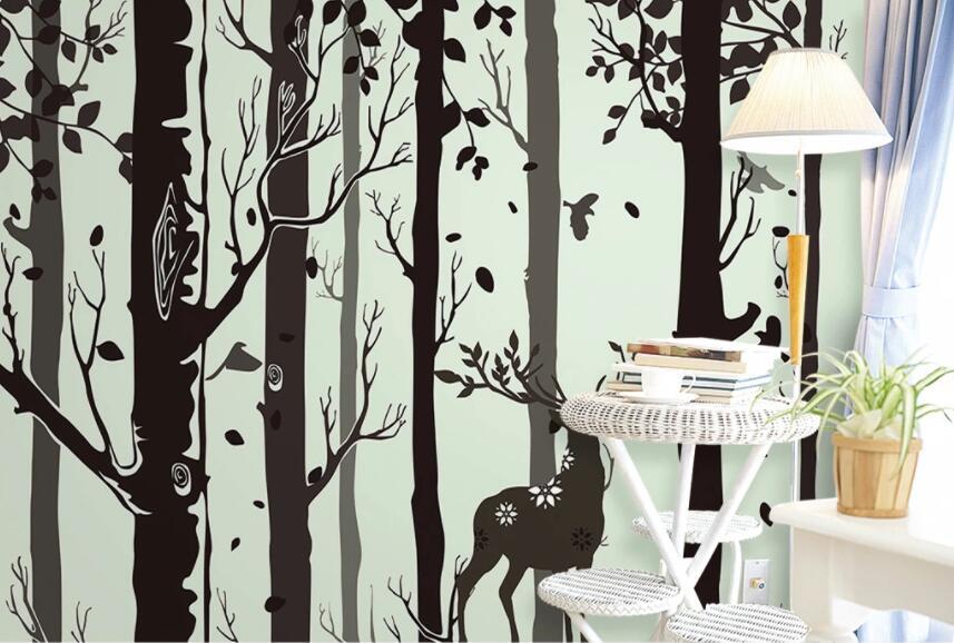 3D Black Woods 419 Wall Murals Wallpaper AJ Wallpaper 2 