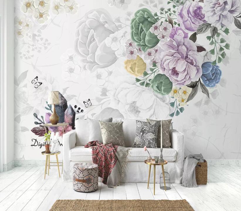 3D Colored Flowers 400 Wall Murals Wallpaper AJ Wallpaper 2 