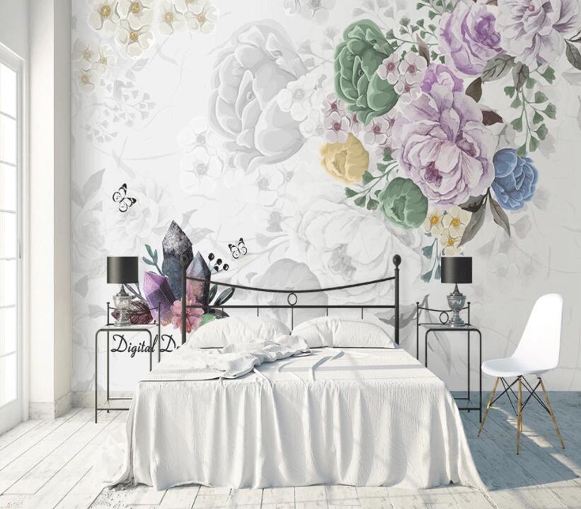 3D Colored Flowers 400 Wall Murals Wallpaper AJ Wallpaper 2 