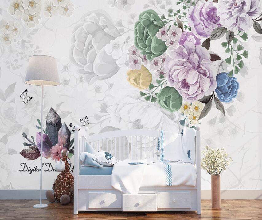 3D Colored Flowers 400 Wall Murals Wallpaper AJ Wallpaper 2 