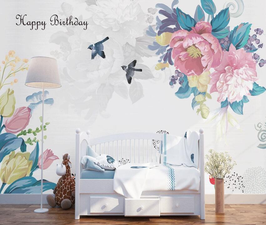 3D Colored Flowers 401 Wall Murals Wallpaper AJ Wallpaper 2 