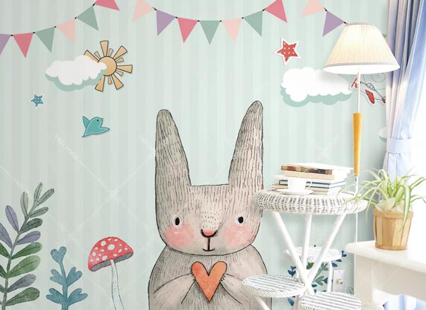 3D Cute Rabbit 411 Wall Murals Wallpaper AJ Wallpaper 2 