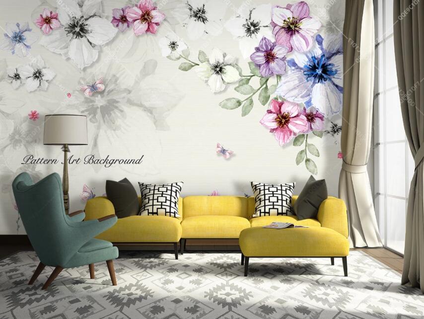 3D Colored Flowers 396 Wall Murals Wallpaper AJ Wallpaper 2 