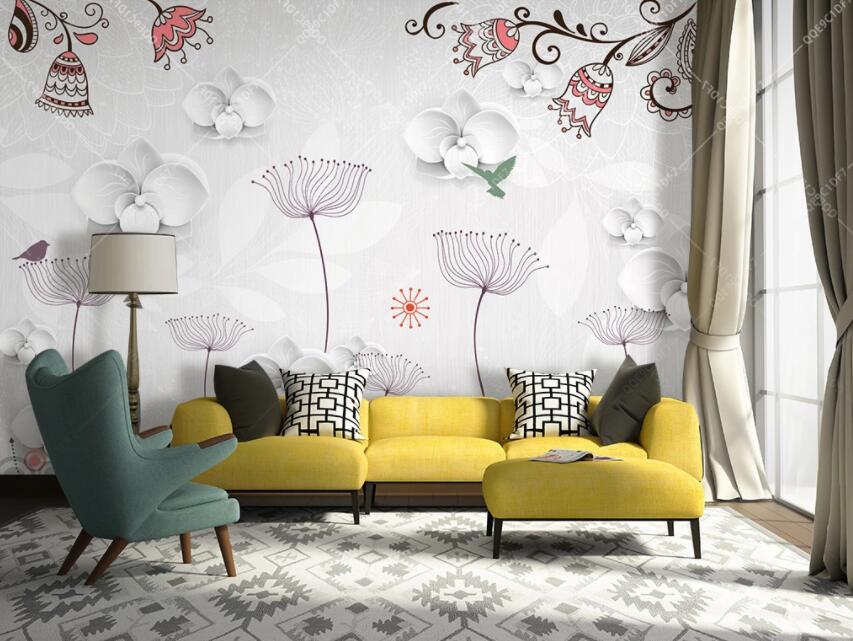 3D Colored Flowers 397 Wall Murals Wallpaper AJ Wallpaper 2 