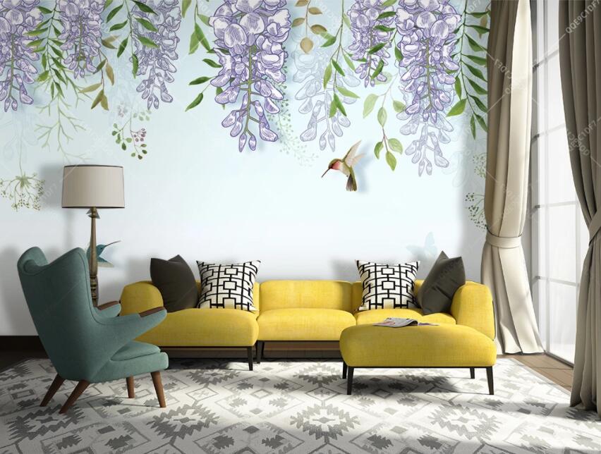 3D Purple Fflowers 394 Wall Murals Wallpaper AJ Wallpaper 2 