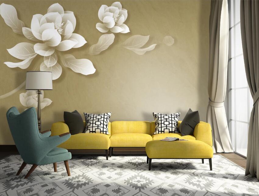 3D White Petals 353 Wall Murals Wallpaper AJ Wallpaper 2 
