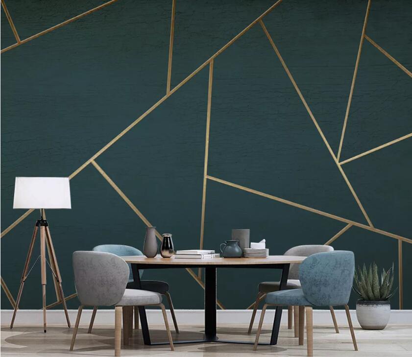 3D Golden Geometry WC23 Wall Murals Wallpaper AJ Wallpaper 2 