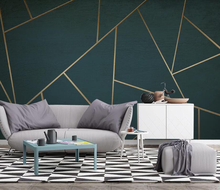 3D Gold Line WC2542 Wall Murals